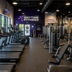 Inside an Anytime Fitness gym showing cardio machines and strength equipment