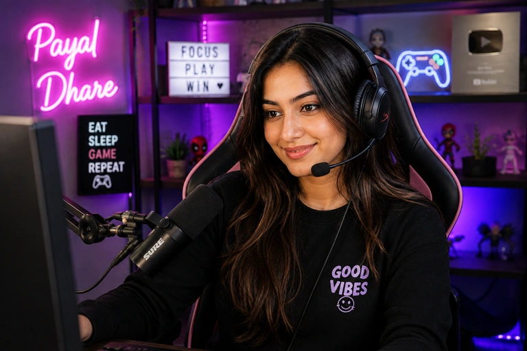 Gaming Payal Dhare during a professional gaming livestream