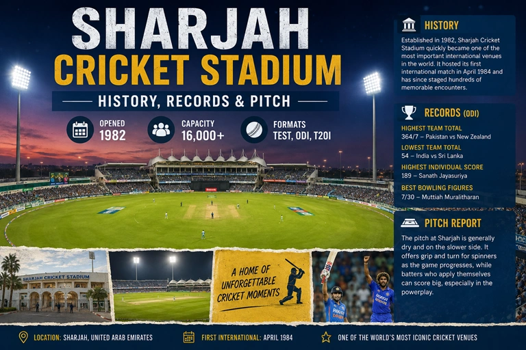 Sharjah Cricket Stadium History, Records & Pitch