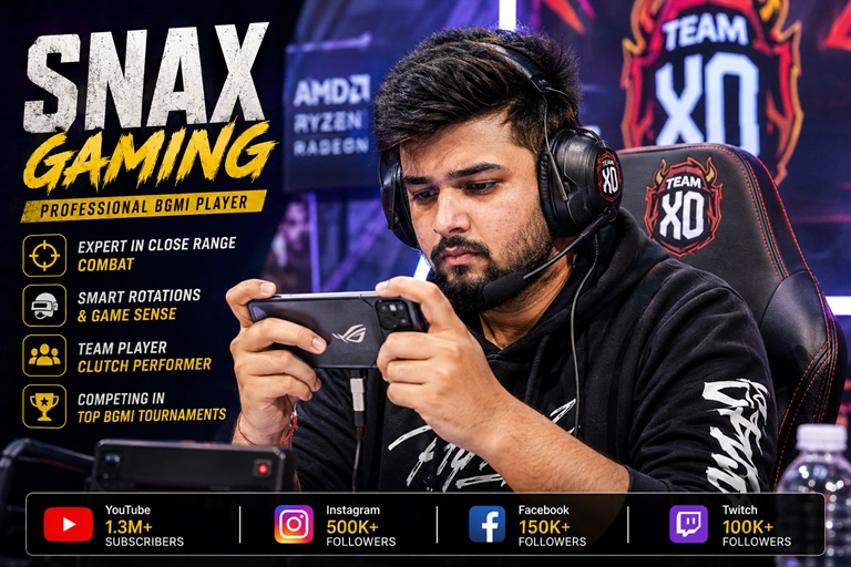 Snax Gaming playing BGMI during an esports tournament