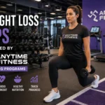 Weight loss tips inspired by Anytime Fitness training programs with a person exercising in a modern gym